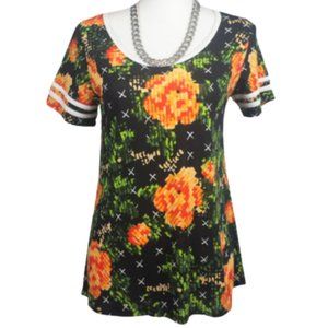 LULAROE Green & Orange Perfect T Floral Tunic Shirt - Women's XS